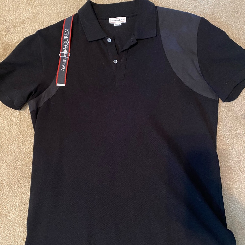 Alexander McQueen Black and Gray Polo Shirt